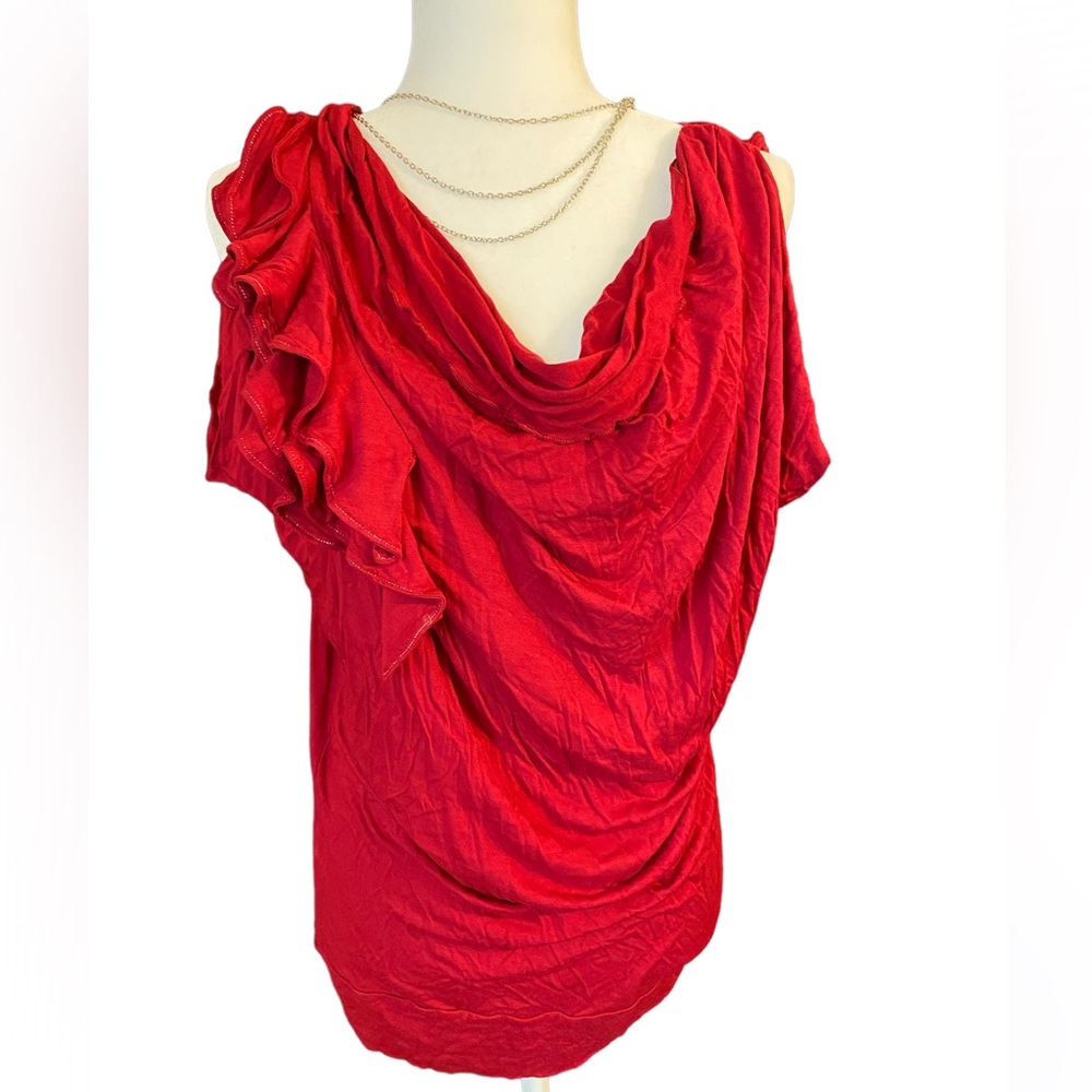 NWT - Express - Lovely red ruffled shoulder blouse